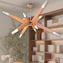 RUNNUP Modern Starburst Wood Chandelier Multi Light LED Pendant Light Warm Light Adjustable Hanging Ceiling Light in Acrylic Shade for Restaurant Cafe Bar Kitchen Dining Room Living Room