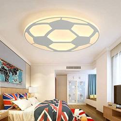 LITFAD Soccer-Patterned 20.47'' Wide Dimmable LED Ceiling Light Fixture in White for Boys Bedroom,Kids Room,Children Bedroom