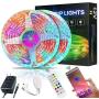 LED Strip Lights, 32.8ft Color Changing LED Strip Lights, 300 LEDs RGB Tape Lights with Bluetooth App Remote Controller, Waterproof Lights Strip Music Sync for TV, Bedroom, Party and Home Decoration
