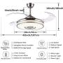 Fandian 42in Modern Smart Ceiling Fan with Lights Bluetooth Speaker Chandelier Lighting Fixtures, Remote Control, Retractable Blades, 3 Light Colors, for Living room, Bedroom (42in-Siver 2)