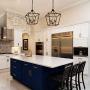 JINZO Farmhouse Chandelier 4-Lights Rustic Cage Pendant Light Matt Black and Gold for Foyer Entryway Hallway Dining Room and Kitchen Island.