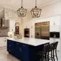 JINZO Farmhouse Chandelier 4-Lights Rustic Cage Pendant Light Matt Black and Gold for Foyer Entryway Hallway Dining Room and Kitchen Island.