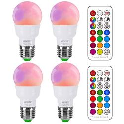 RGB LED Light Bulb, Color Changing Light Bulb, 40W Equivalent, 450LM Dimmable 5W E26 Screw Base RGBW, Mood Light Flood Light Bulb - 12 Color Choices - Timing Infrared Remote Control Included (4 Pack)