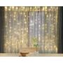 Twinkle Star 600 LED Window Curtain String Light for Wedding Party Home Garden Bedroom Outdoor Indoor Wall Christmas Decorations, Warm White