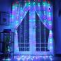 Multi-Color Curtain Lights String,9.8x9.8Ft 300 LED Hanging Fairy Lights for Bedroom Christmas Wall Decor, IP64 Waterproof & 8 Modes Lights