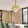 Modern Crystal Pendant Light 3 Tiers Raindrop Crystal Chandelier Round Chandelier Flush Mount Ceiling Lighting Fixture for Living Room Dining Room Lobby Restaurant,E12x5 Lights,Gold