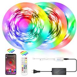 Led Strip Lights, Bliifuu 50ft 15m Tape Lights with Bluetooth APP and 24-Key Remote Color Changing Led Light Strips for Home Kitchen Bedroom Under Cabinet Party