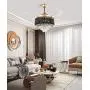 Sky Demons 42” Modern luxury Fandelier Crystal Chandelier Lamp Ceiling Fan light with Invisible Retractable Blades for Living Room Dining Room Kitchen,French Gold