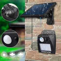 Solar Lights Outdoor, FENGTUOW 12LED 350LM Bright Solar Led Flood Lights IP65 Waterproof Motion Sensor Security Lights with 9.8FT Power Cord for Patio, Deck, Yard, Garden, Garage Indoors