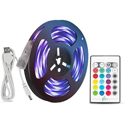 LIGHTSTRIP LED Strip Lights 6.6ft/2M Music Sync RGB 5050 Waterproof USB DC5V Color Changing LED Strip Lights with Remote for TV Backlight Bedroom Room Party DIY Home Decorations