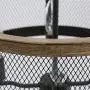LALUZ Industrial Drum Chandeliers Farmhouse Pendant Hanging Vintage Lighting Fixture for Dining Room, 16”Width, Oil Black & Wood Finish