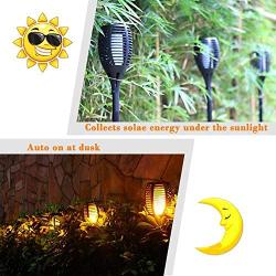 FAISHILAN Solar Flame Flickering Torch, Waterproof Dancing Flame Solar Lights Outdoor, 96 LEDs Solar Tiki Torches, Dusk to Dawn Solar Torch Light, 4 Pack