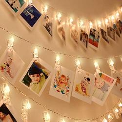 Muruiao 20led 10clips Led Picture Clip Light Or LED Photo String Lights for Hanging Pictures Christmas, Wedding and Bedroom Home Decoration Warm White