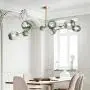 Modern Molecular Chandelier, 8 Light Adjustable Downrod Modern Glass Shade Magic Bean Chandelier for Kitchen Dining Room Living Room, Creative Chandelier Light Fixture E26 Socket