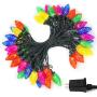 C9 Christmas String Lights with ETL Certified Adaptor, Waterproof 50 LED String Lights Outdoor Christmas Lights for Christmas Trees, Garden, Patio, Wedding, Parties (Multi-Colored)