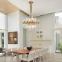 NOXARTE Gold Chandelier Modern Brass Pendant Light Contemporary Glass Ceiling Lighting Fixture for Dining Room Living Room