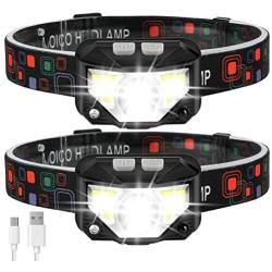 Headlamp Flashlight, MOICO 1000 Lumen Ultra-Light Bright LED Rechargeable Headlight with White Red Light, 2 Pack Waterproof Motion Sensor Head Lamp, 8 Modes for Outdoor Camping Cycling Running Fishing