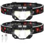 Headlamp Flashlight, MOICO 1000 Lumen Ultra-Light Bright LED Rechargeable Headlight with White Red Light, 2 Pack Waterproof Motion Sensor Head Lamp, 8 Modes for Outdoor Camping Cycling Running Fishing