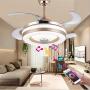 Chandelier Ceiling Fan with Bluetooth Speaker, Modern Retractable Ceiling Fan Chandelier with Music Player Dimmable Ceiling Fan with Lights and Remote for Dining Living Room