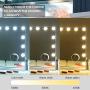 FENCHILIN Large Vanity Mirror with Lights, Hollywood Lighted Makeup Mirror with 15 Dimmable LED Bulbs for Dressing Room & Bedroom, Tabletop or Wall-Mounted, Slim Metal Frame Design, White