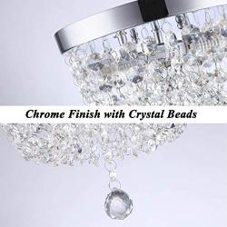 GLANZHAUS Fashion Designed Mini Style 9.84'' Chrome Finish Crystal Ceiling light, 2-Light Crystal Chandelier for Living Room Dining Room Bedroom