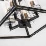 Industrial Metal Modern Lanten Chandelier Lighting Fixture 4 Clear Glass Shades for Dining Room, Kitchen, Living Room