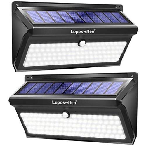 Luposwiten 100 LED Solar Lights Outdoor, 2000 Lumens Waterproof Wireless Solar Motion Sensor Lights Light with 125° Motion Angle,Easy-to-Install Security Light for Front Door,Yard,Garage,Deck (2-Pack)