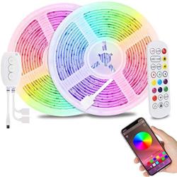 Bluetooth LED Strip Lights, LUXONIC 5050 10M (2 x 5M) 300 LED Music Sync Stripes Lights Smart-Phone Controlled Waterproof RGB LED Tape Light for Festival Bedroom Party Outdoor Decoration