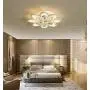 LAKIQ Modern LED Chandelier Fixture Acrylic Crystal Flush Mount Ceiling Lighting Flower Shape Close to Ceiling Lights for Living Room Dining Room Bedroom(Warm Light, 20.5)
