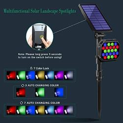 MZVUL Solar Lights Outdoor, 22 LED Color Changing Solar Landscape Spotlights with Bigger Solar Panel & Adjustable Solar Wall Light Waterproof Solar Powered Garden lights for Pathway Yard Decor (2Pack)