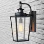 MOTINI 17 Vintage Outdoor Wall Lantern Lamp with Motion Sensor 1-Light Classic Dusk to Dawn Wall Mount Light in Black Finish with Clear Beveled Glass Shade, ETL