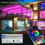 Micomlan 50ft/15M Led Strip Lights,Music Sync Color Changing RGB LED Strip Lights Built-in Mic, Bluetooth app Controlled LED Lights Rope Lights, 5050 RGB LED Light Strip(APP+Remote+Mic+3 Button )