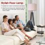 Floor Lamp Standing Lamp,Black Tripod Floor Light, Modern Design Studying Light for Living Room, Bedroom, Study Room and Office, Flaxen Lamp Shade with E26 Lamp Base
