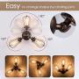Industrial Flush Mount Ceiling Light Fixture, Rustic Rotatable Ceiling Lighting in Golden Bronze, Vintage 3-Light Wire Cage Sconce Wall Lighting for Farmhouse Bedroom Living Room Café, 1 Pack