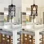 DLLT Industrial Pendant Light, Metal Hanging Ceiling Lights Fixture with Clear Glass Shade, Flush-Mount Swag Lighting for Kitchen/Dining Room/Hallway/Bedroom, E26 Base (Black)