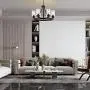 Sivilynus Farmhouse Chandelier Lighting Round 6 Lights Black with Glass Shade Ceiling Hanging Vintage Rustic Light Fixture for Dining Room Living Room Foyer Porch Kitchen Island