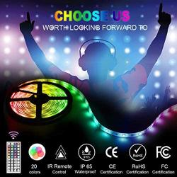 LED Strip Lights 32.8 ft, ESEYE IP65 Waterproof Flexible RGB Tape Lights Self Adhesive Multicolor 12V 5A 5050 300LEDs Neon Mood Ribbon Light kit for Room Kitchen TV Festival Illumination with Remote