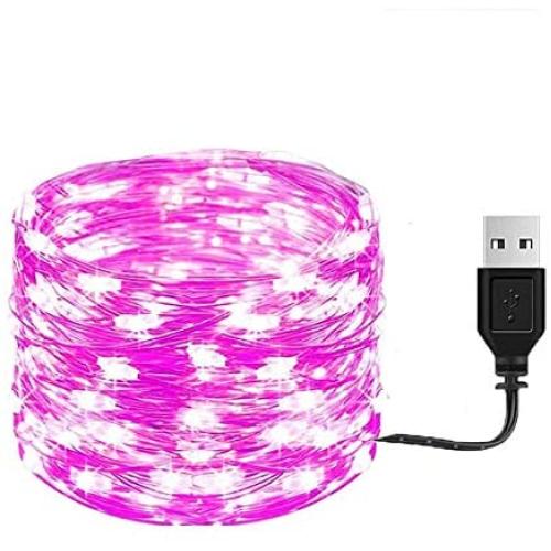 Cotcool Pink Fairy Lights 78ft 240LED USB Powered Pink LED String Lights with ON/Off Switch for Wedding Bedroom Halloween Christmas Easter Party Table Decor(Pink)