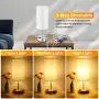 Set of 2 Touch Control Table Lamp White, 3-Way Dimmable Nightstand Lamps with 2 USB Ports&AC Outlet Fabric Round Bedside Table Lamps for Bedroom Living Room Desk Silver Base, Warm White Bulbs Included