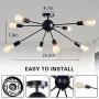 PUMING Sputnik Chandeliers 8 Lights Industrial Ceiling Light Fixture Flush Mount Ceiling Lamps for Kitchen Bedroom Dining Room Hallway, Black