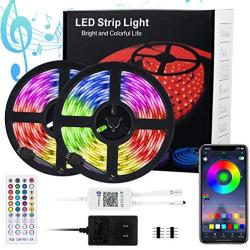 Led Strip Lights Music Sync 32.8 Feet Bluetooth Waterproof Color Changing Light Strip with IR Remote and App Control 5050 SMD RGB 300 Led Tape Lights for Bedroom Bar Party Christmas Decor