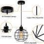 Industrial Pendant Light Fixture, Metal Cage Black Pendant Light, E26 Socket Vintage Hanging Ceiling Lamp, Max 660W, Farmhouse Pendant Lighting for Kitchen Island Dining Room (Globe Pendant Light)