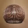 LITFAD Brown Globe Hanging Lamp Pastoral Single Light Rattan Pendant Light Decorative Ceiling Hanging Light for Dining Room Restaurant Hallway Corridor - 16'' (40 cm)