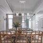 VINLUZ Modern Chandeliers 3 Lights with Clear Glass Shade Chrome Linear Pendant Lighting Industrial Dining Room Light Fixture Hanging Ceiling Light for Bar Kitchen Island
