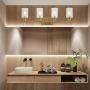 MELUCEE Brass Vanity Lights Wall Sconce 4-Light, Bathroom Light Fixtures with Clear Glass Shade Wall Lights Bedroom Porch Light Fixtures Wall Mount