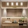MELUCEE Brass Vanity Lights Wall Sconce 4-Light, Bathroom Light Fixtures with Clear Glass Shade Wall Lights Bedroom Porch Light Fixtures Wall Mount