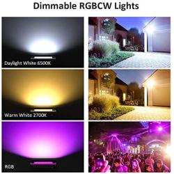 Novostella 2 Pack 20W Smart LED Flood Lights, RGBCW, 2700K-6500K, 2000LM, WiFi Outdoor Dimmable Color Changing Stage Light, IP66 Waterproof, Multicolor Wall Washer Light, Work with Alexa