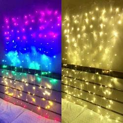 Curtain String Lights Led Curtain Lights for Bedroom Color Changing Warm White Rainbow Fairy Lights Unicorn Bedroom Decor for Girls Kids Birthday Christmas Party Decorations (Icicle)