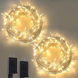 2-Pack Christmas String Lights Outdoor/Indoor, Super Bright 200 LED Christmas Tree Lights with 8 Modes, Waterproof Outdoor Fairy Lights for Wedding Party Bedroom Garden (Warm White)