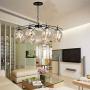 Modern Sputnik Glass Chandelier Globes, Nordic Farmhouse Mid-Century Ceiling Chandelier Pendant Lights with 8 Lights E26 Bulbs, Chandelier Light Fixture for Living Dining Room Restaurant